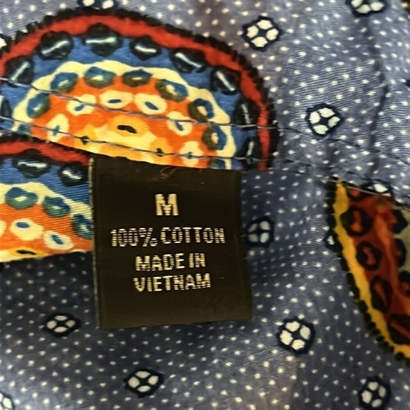 Tasso Elba Short Sleeve Button Up Shirt Mens Size Med Blue Medallion Cotton - Picture 4 of 7
